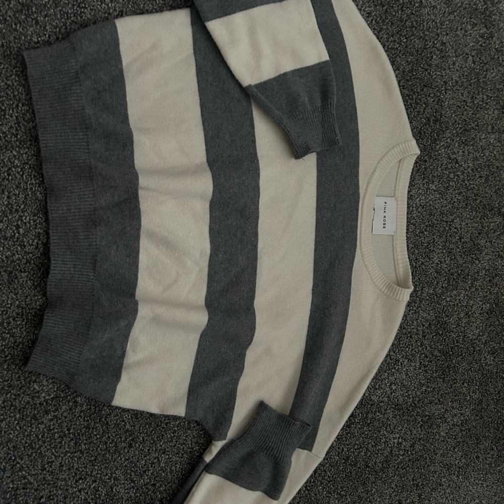 Pink Rose Women’s Striped Crewneck Sweater